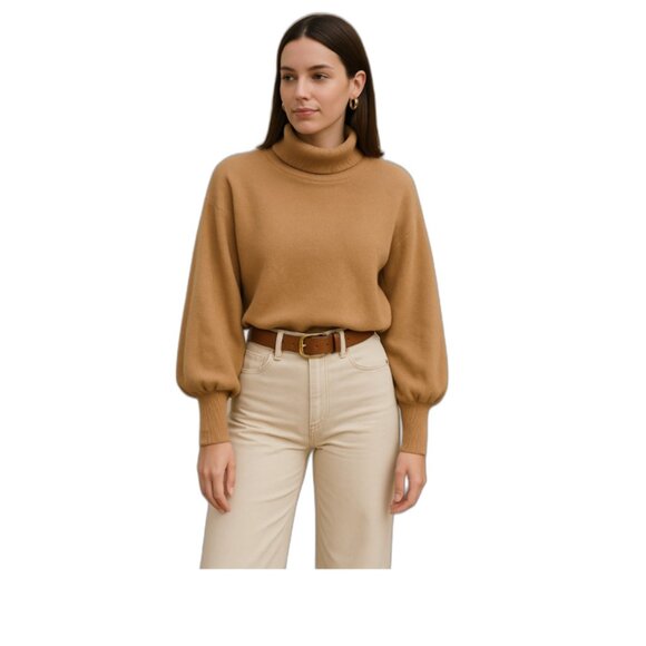 100% Cashmere Sweater Camel Beige Size 2 - Picture 1 of 7